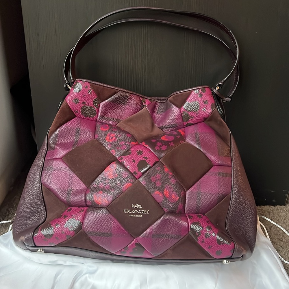 Coach Patchwork Hobo Bag in Plum and Brown - Picture 2 of 12